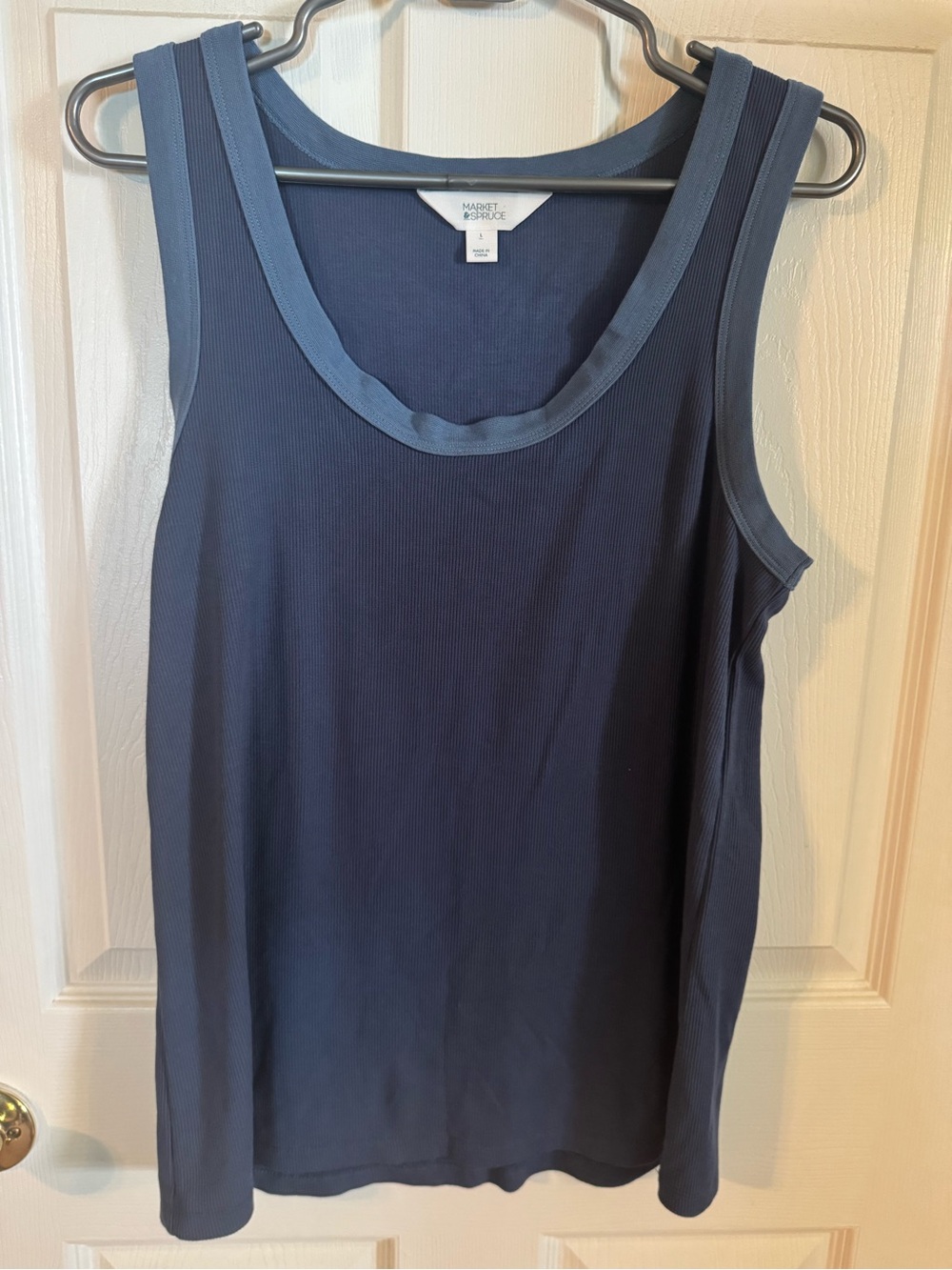 Market & Spruce Navy Ribbed Tank with Slate Trim